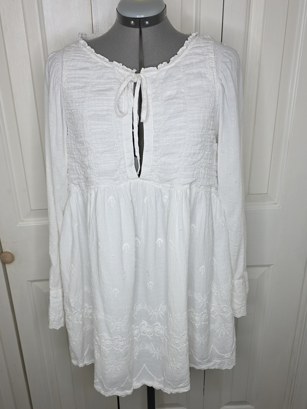 Free People White Embroidered Mini Dress